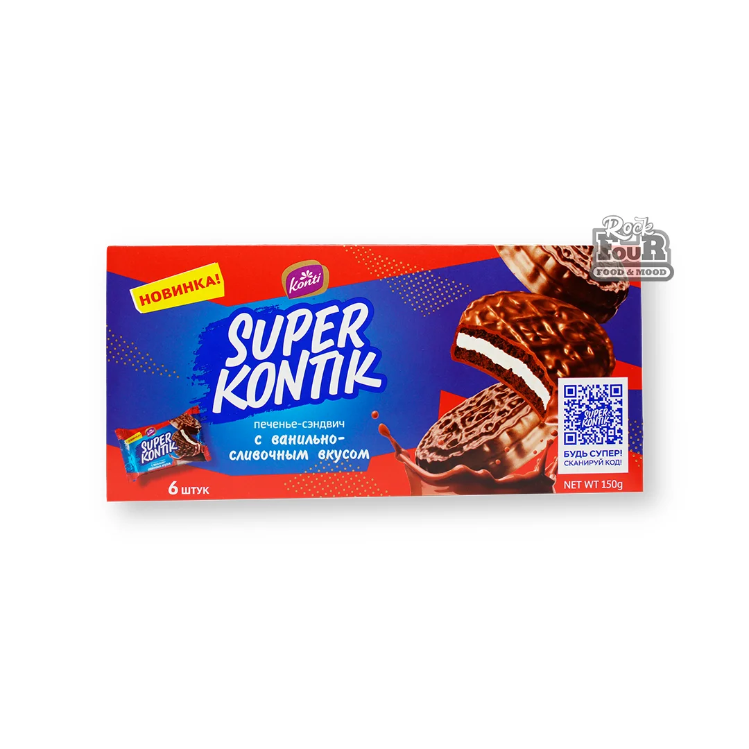 Sandwich cookies "Konti Super Kontik" with vanilla-cream flavor 6pcs